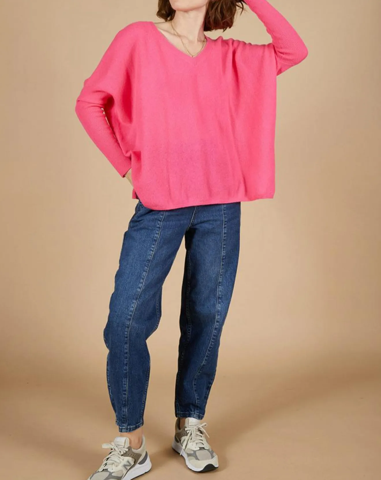 Femme Cashmere Tribu Pull poncho 100% Cachemire Emma col V tulipe