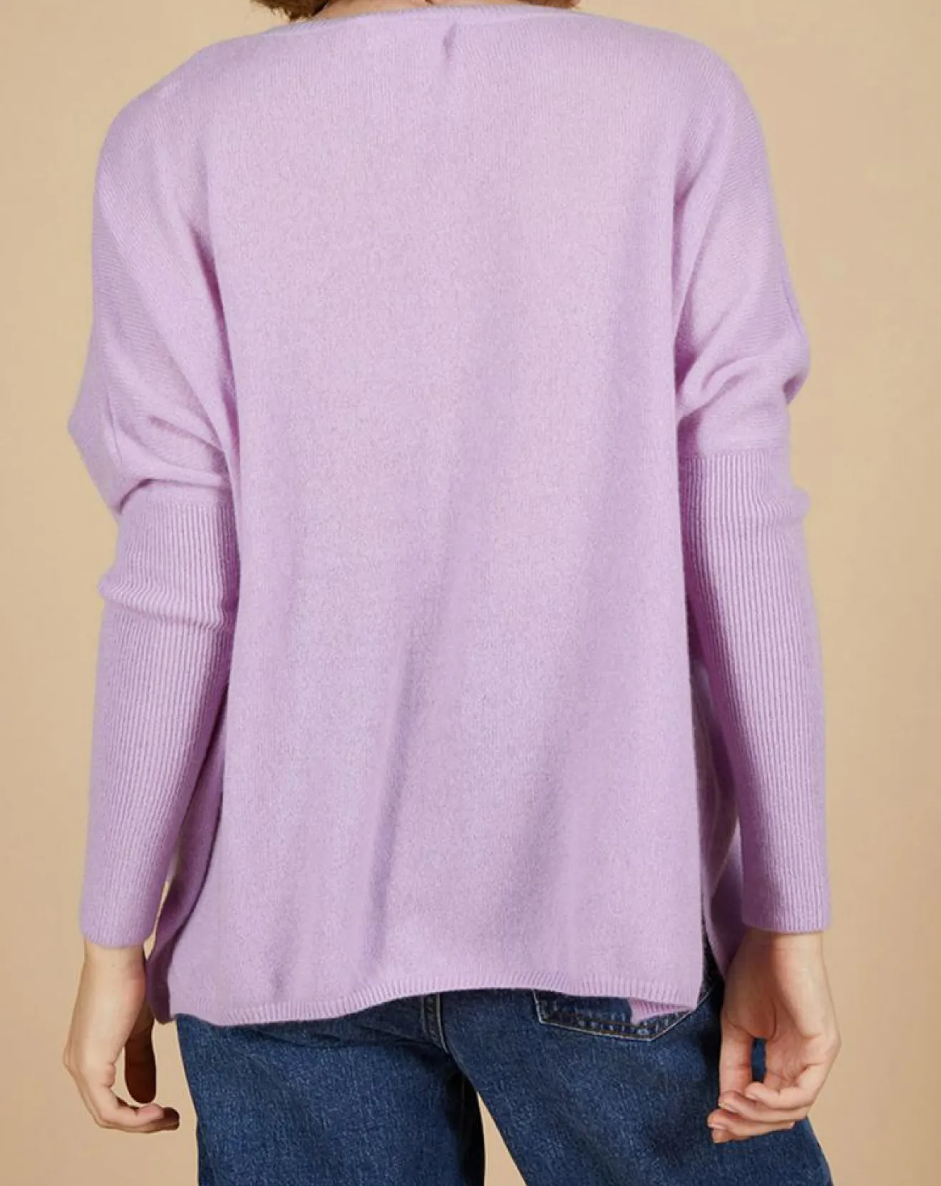 Femme Cashmere Tribu Pull poncho 100% Cachemire Emma col V glycine