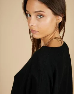 Hot Cashmere Tribu Pull poncho 100% Cachemire Emma col V noir