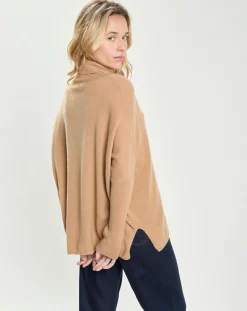 Cashmere Tribu Pull Poncho 100% Cachemire Lola camel
