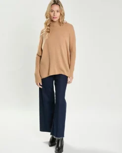 Cashmere Tribu Pull Poncho 100% Cachemire Lola camel
