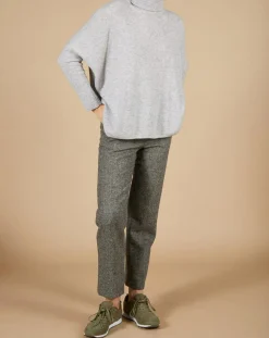 Online Cashmere Tribu Pull poncho 100% Cachemire Lola col roulé gris chiné clair