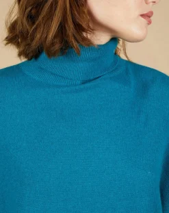 Femme Cashmere Tribu Pull poncho 100% Cachemire Lola col roulé agami