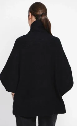 Femme Assuili Pull poncho col roulé noir
