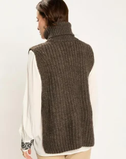 Online Lauren Vidal Pull poncho en Alpaga mélangé Billie seigle