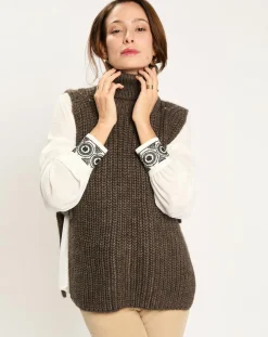 Online Lauren Vidal Pull poncho en Alpaga mélangé Billie seigle