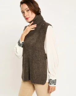 Online Lauren Vidal Pull poncho en Alpaga mélangé Billie seigle