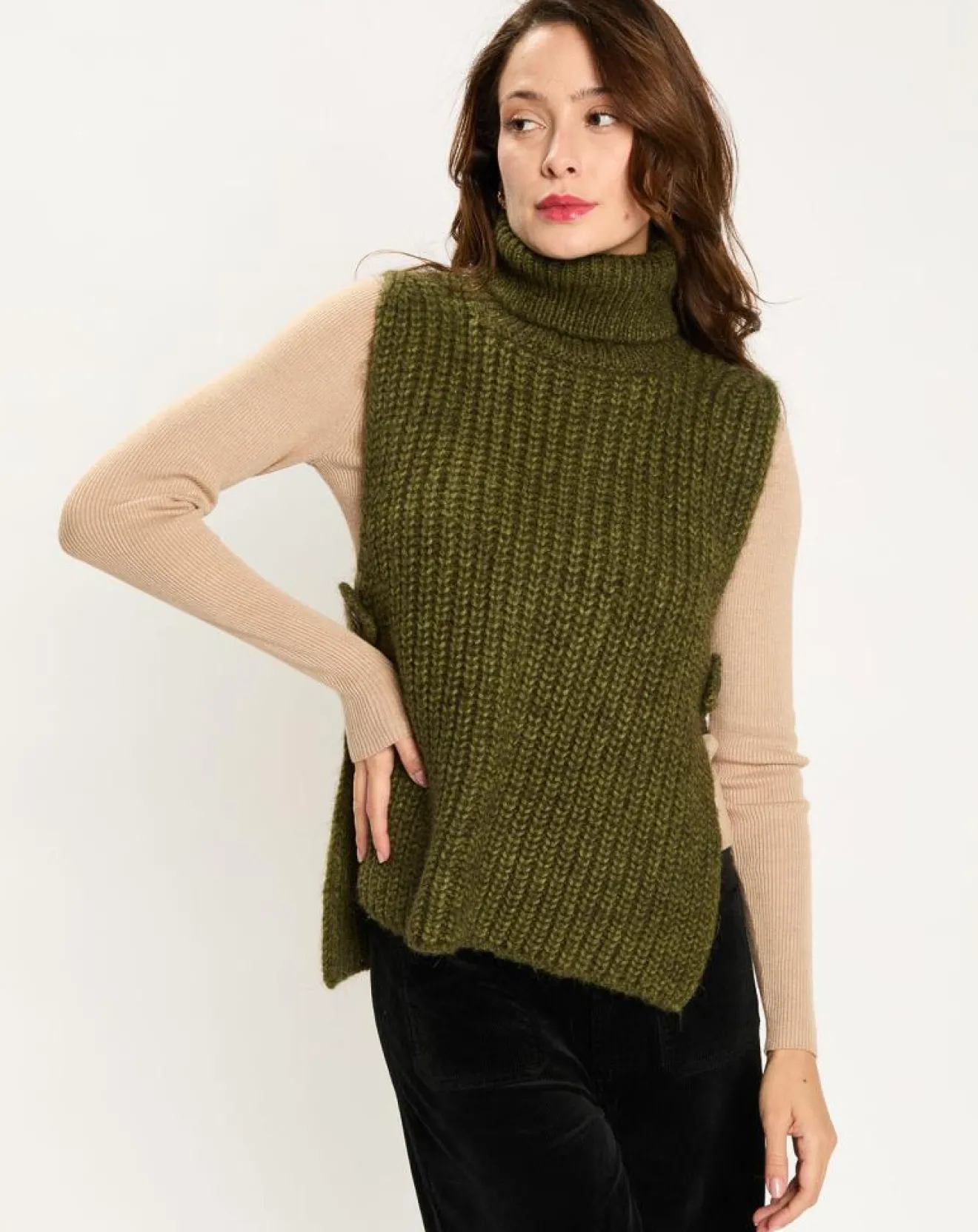 Discount Lauren Vidal Pull poncho en Alpaga mélangé Billie mousse