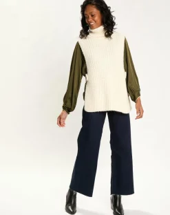 Femme Lauren Vidal Pull poncho en Alpaga mélangé Billie écru