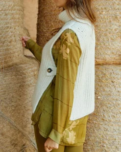 Femme Lauren Vidal Pull poncho en Alpaga mélangé Billie écru