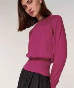 Online Rodier Pull Rhiana 100% laine col bicolore rose fuchsia