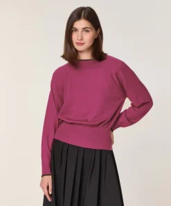 Online Rodier Pull Rhiana 100% laine col bicolore rose fuchsia
