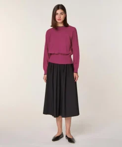 Online Rodier Pull Rhiana 100% laine col bicolore rose fuchsia