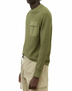 Homme Marc O'Polo Pull Rond Raglan Poche Poitrine kaki