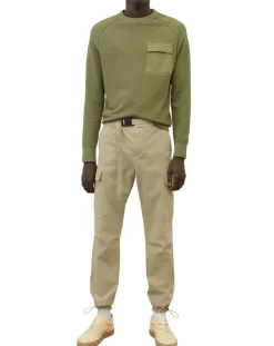 Homme Marc O'Polo Pull Rond Raglan Poche Poitrine kaki