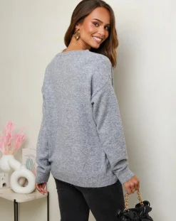 Femme Soft Cashmere Pull Rose gris