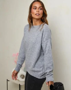 Femme Soft Cashmere Pull Rose gris