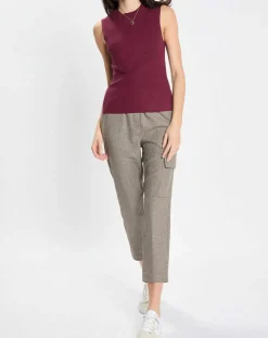 Femme Marc O'Polo Pull sans manches côtelé rouge foncé