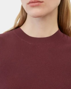 Femme Marc O'Polo Pull sans manches côtelé rouge foncé