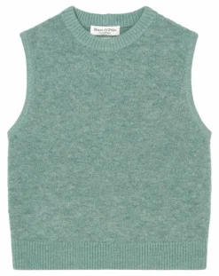Femme Marc O'Polo Pull sans manches en Laine & Alpaga mélangés vert