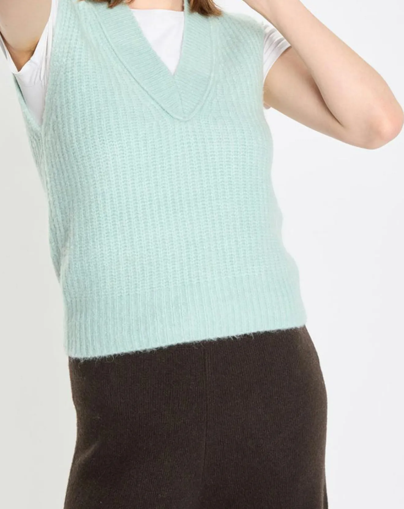 Femme Marc O'Polo Pull sans manches en Laine & Alpaga mélangés bleu clair