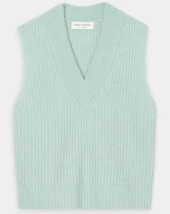 Femme Marc O'Polo Pull sans manches en Laine & Alpaga mélangés bleu clair