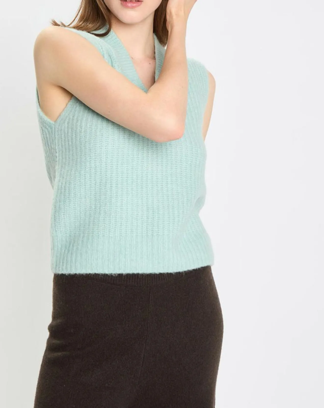 Femme Marc O'Polo Pull sans manches en Laine & Alpaga mélangés bleu clair