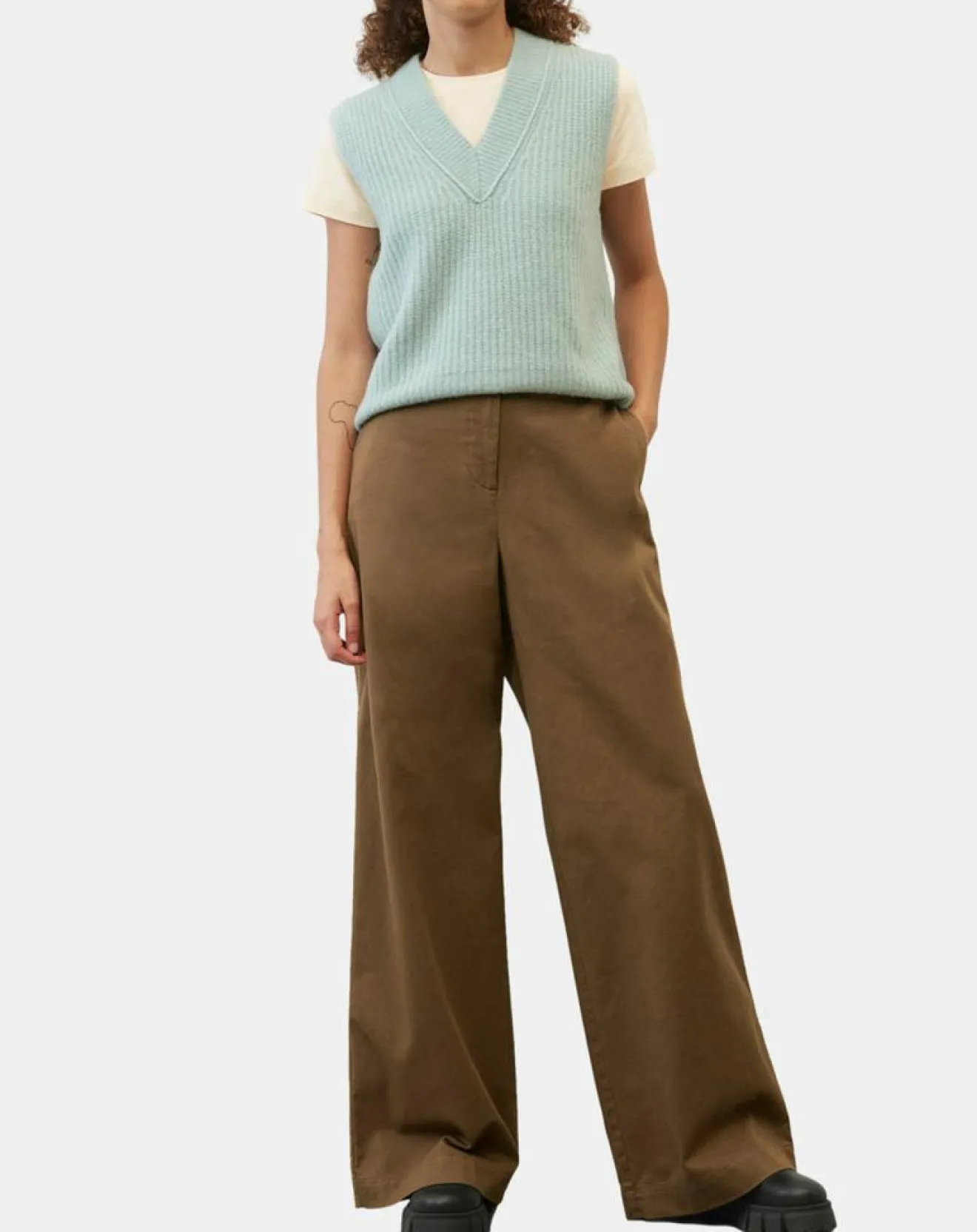 Femme Marc O'Polo Pull sans manches en Laine & Alpaga mélangés bleu clair