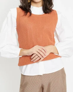 Femme Galeries Lafayette Pull sans manches en Maille mélangée Fido rouille