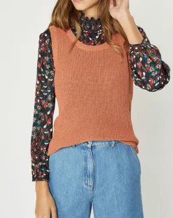 Femme Galeries Lafayette Pull sans manches en Maille mélangée Fido rouille