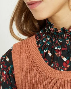 Femme Galeries Lafayette Pull sans manches en Maille mélangée Fido rouille