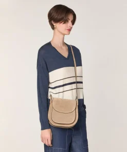 Rodier Pull Saoirse 100% Laine col V rayures bleu denim
