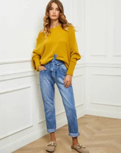 Online Fleur de cachemire Pull Sarah moutarde