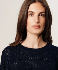 Femme Rodier Pull Tamara ajouré bleu nuit