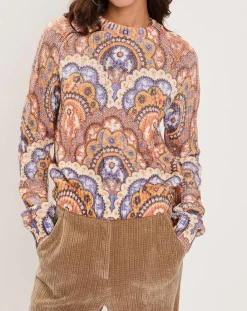 Outlet Manoush Pull Torsade imprimé violet/multicolore