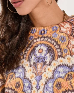 Outlet Manoush Pull Torsade imprimé violet/multicolore