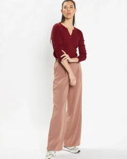 Clearance Galeries Lafayette Pull tunisien en Maille côtelée Fya bordeaux