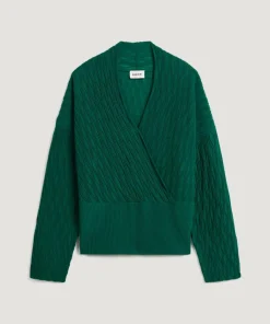 Sale Rodier Pull Valentine 100% Laine Cache-Cœur vert anglais