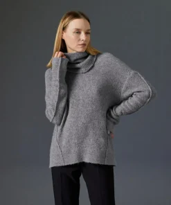 Clearance Rodier Pull Valériane col amovible gris moyen