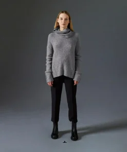 Clearance Rodier Pull Valériane col amovible gris moyen