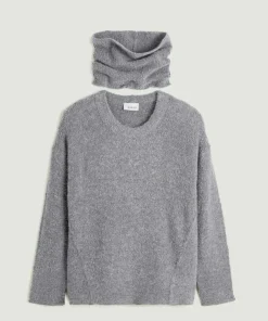 Clearance Rodier Pull Valériane col amovible gris moyen