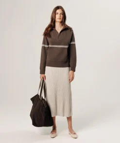 Femme Rodier Pull Vanina col marin marron havane