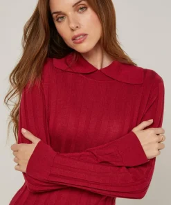 Femme Rodier Pull Virginie en Laine mélangée rouge grenat