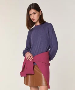 Femme Rodier Pull Véra 100% laine col bicolore violet