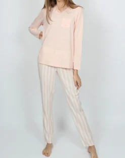 Outlet Admas Classic Pyjama Classic Tripes rose