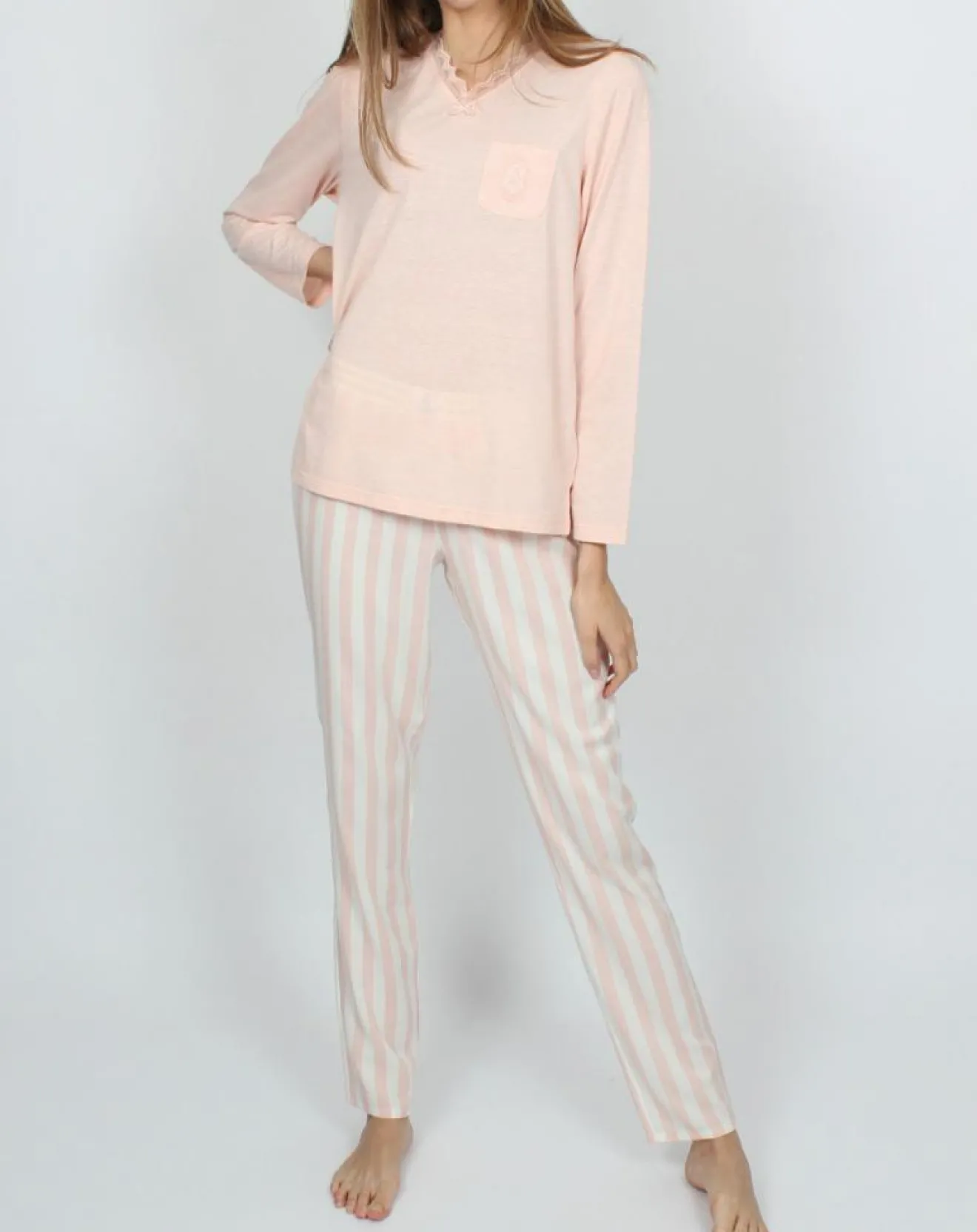 Outlet Admas Classic Pyjama Classic Tripes rose