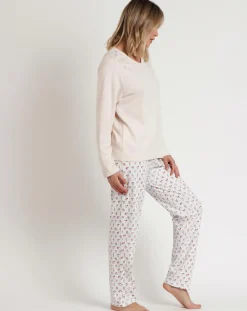 New Admas Pyjama col en V Essence of Life B beige
