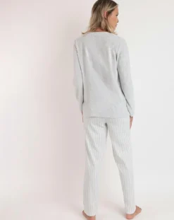 Sale Admas Pyjama col en V Soft Home perle