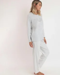 Sale Admas Pyjama col en V Soft Home perle