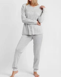 Femme Admas Classic Pyjama Haut à manches longues & Pantalon Esmeralda gris